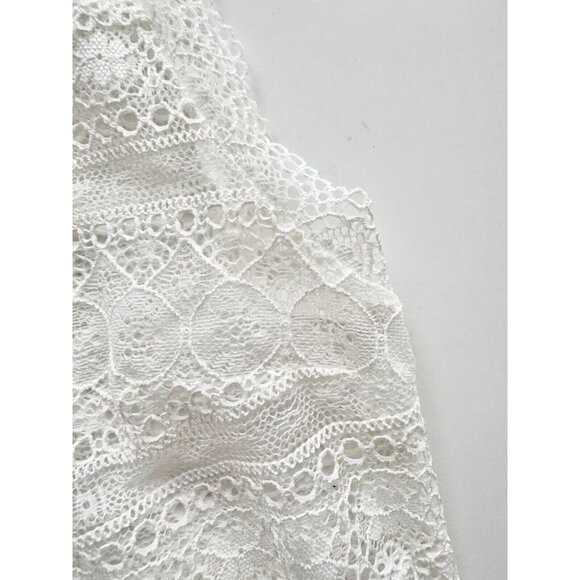 DOROTHEE SCHUMACHER White Sheer Lace High Neck Sleeveless Blouse Top, Size 3/L - Picture 7 of 13